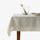 Mantel grande de lino de cuadros beige