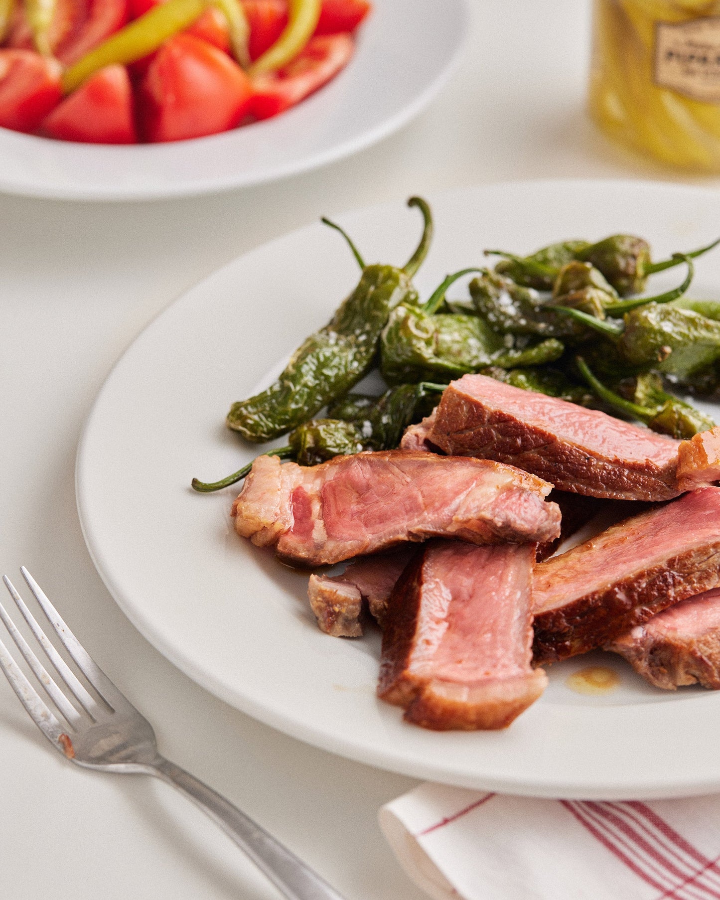 chuletón de ternera con pimientos