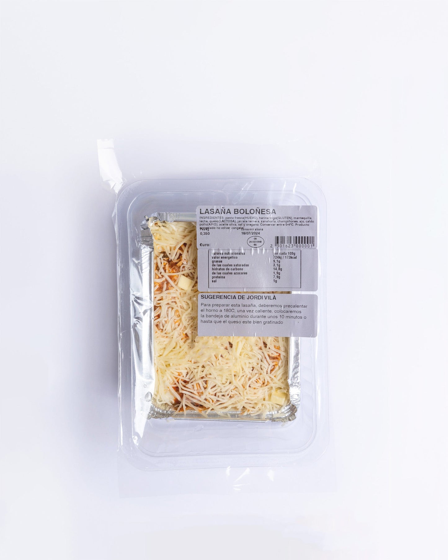 Lasaña de espinacas y cebolla confitada 350 g