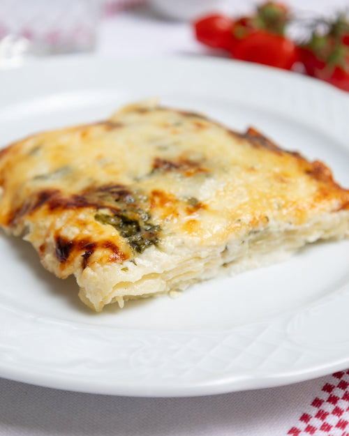 Lasaña de espinacas y cebolla confitada 350 g