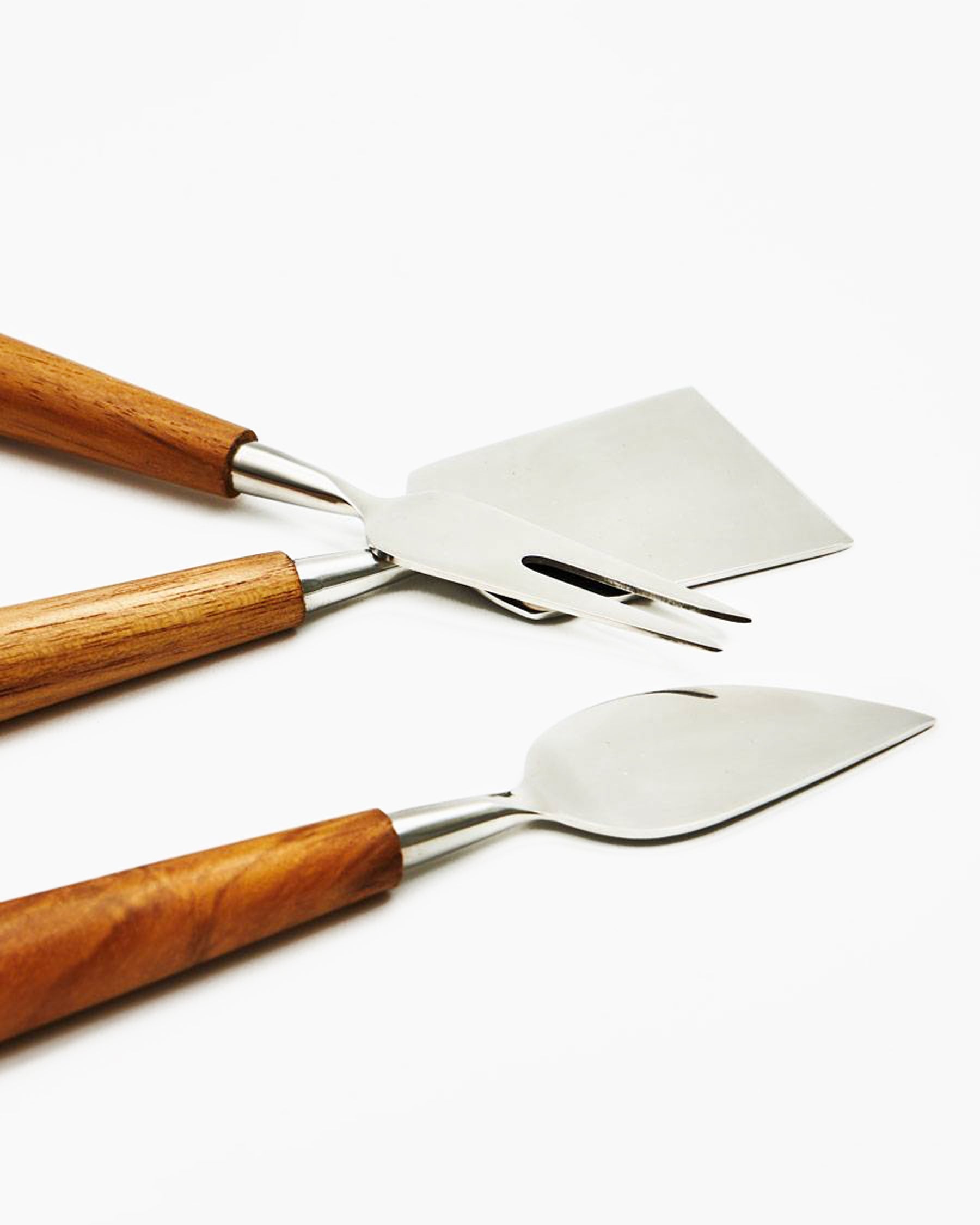 Set 3 cuchillos queso teca