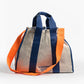 Bolsa grande lino azul/naranja