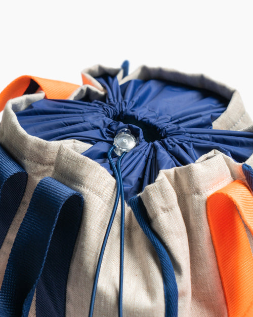 Bolsa grande lino azul/naranja